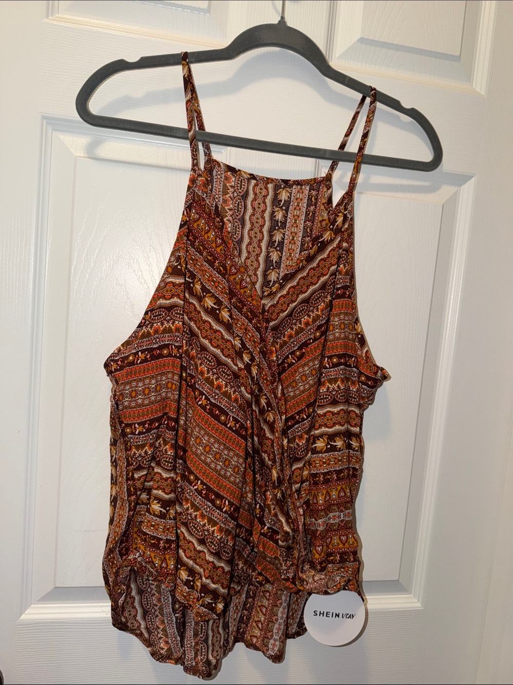 SHEIN Brown Multi-Print Halter Cami